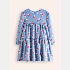 Mini Boden Blue Tiered Velour Dress